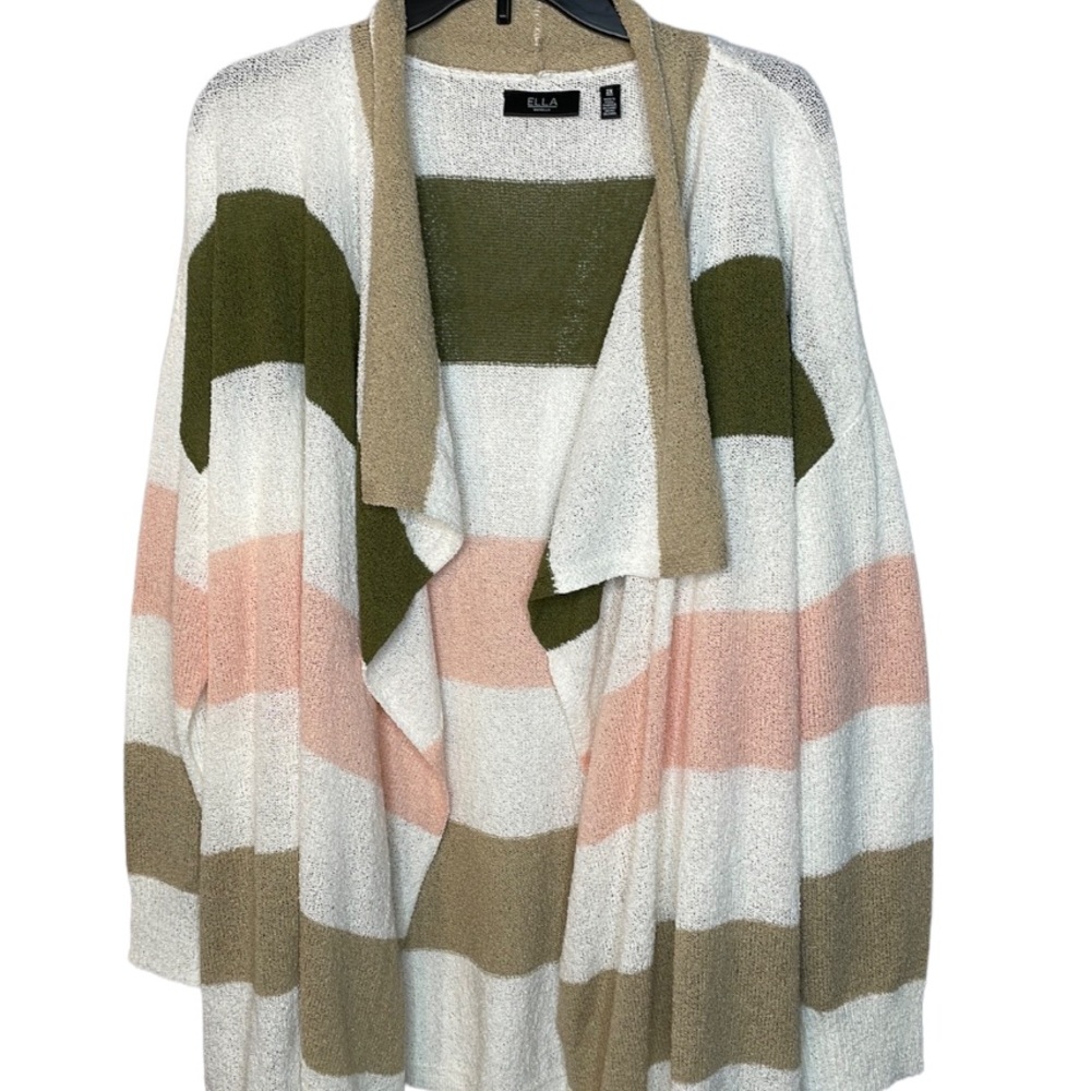 NWT 2X Ella Rafaella open Front Cardigan Sweater 3/4 Sleeve Multicolored - Picture 3 of 15